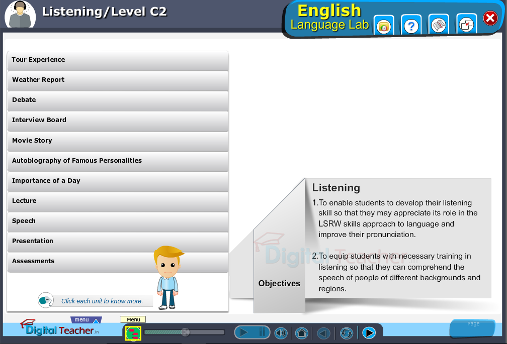 English Language Lab practical activities with level C2 English Listening Skills